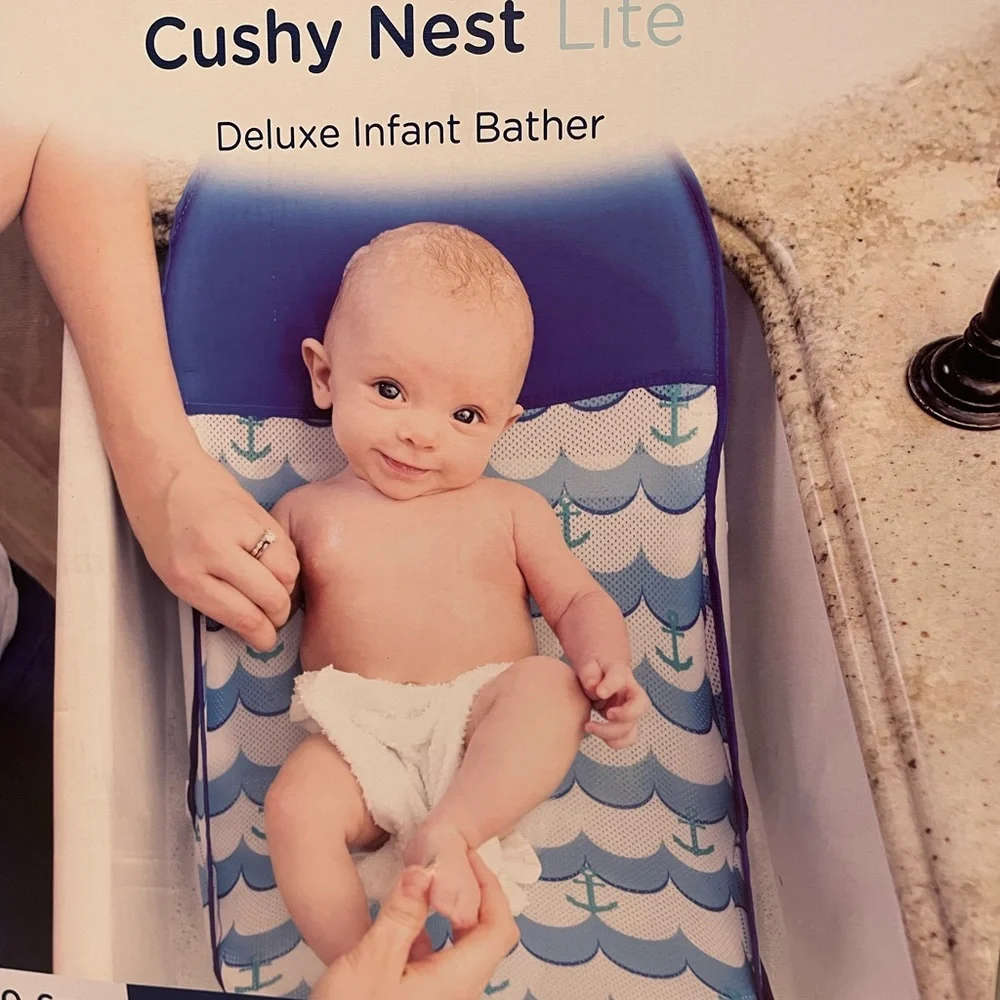 Baby Delight Cushy Nest Lite Deluxe Infant Bather Anchors Away Fabric Washable